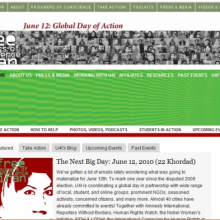 Two of the websites announcing the day of action on 12 June.